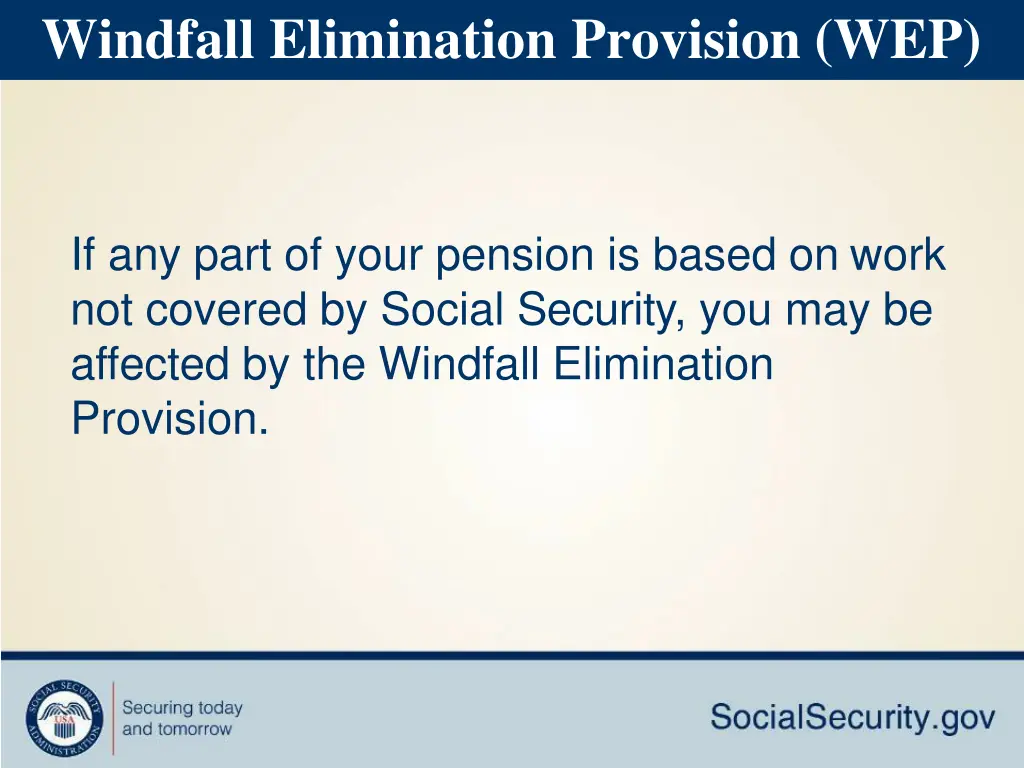 windfall elimination provision wep