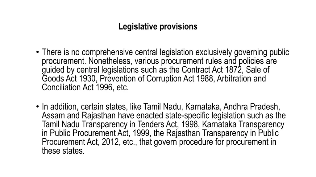 legislative provisions