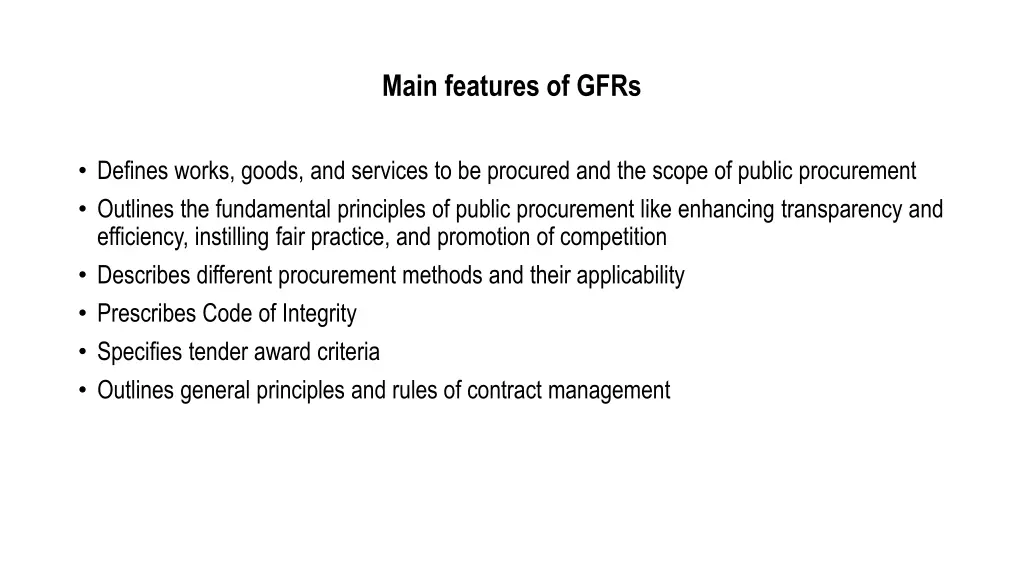 main features of gfrs