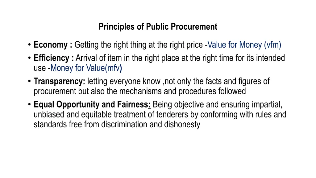 principles of public procurement