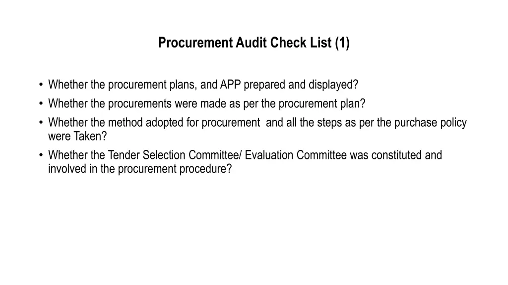 procurement audit check list 1