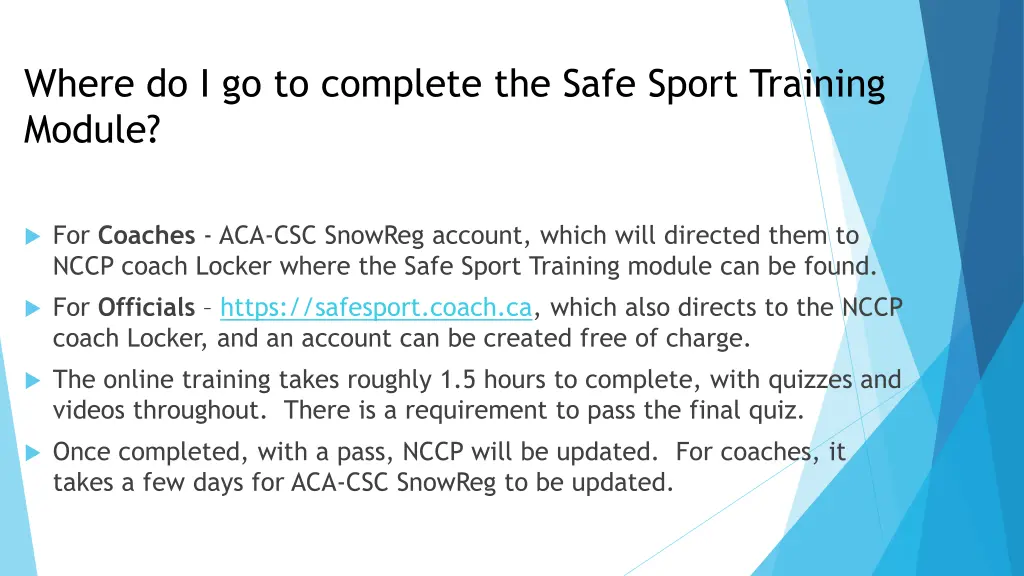 where do i go to complete the safe sport training