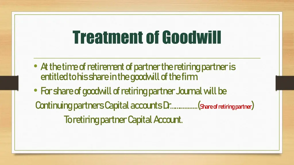 treatment of goodwill