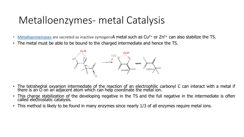 metalloenzymes metal catalysis