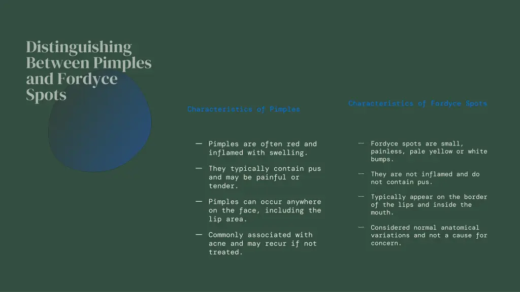 distinguishing between pimples and fordyce spots