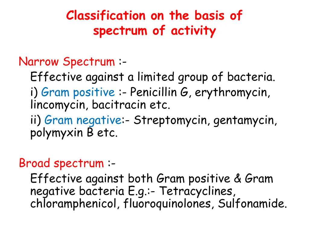 classification on the basis of spectrum