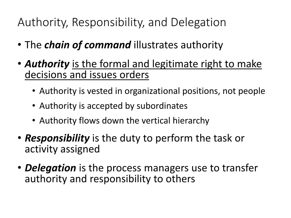 authority responsibility and delegation