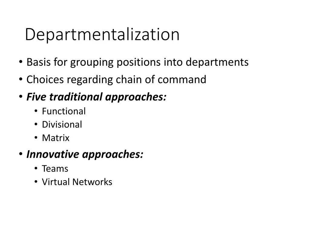 departmentalization