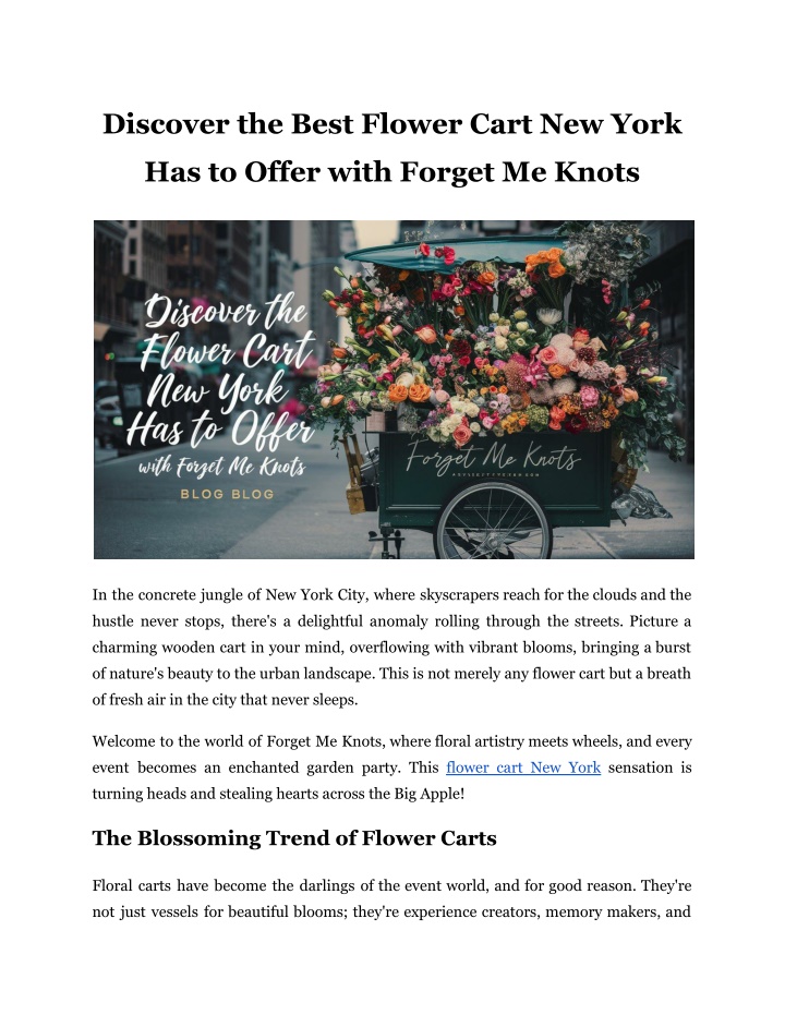 discover the best flower cart new york