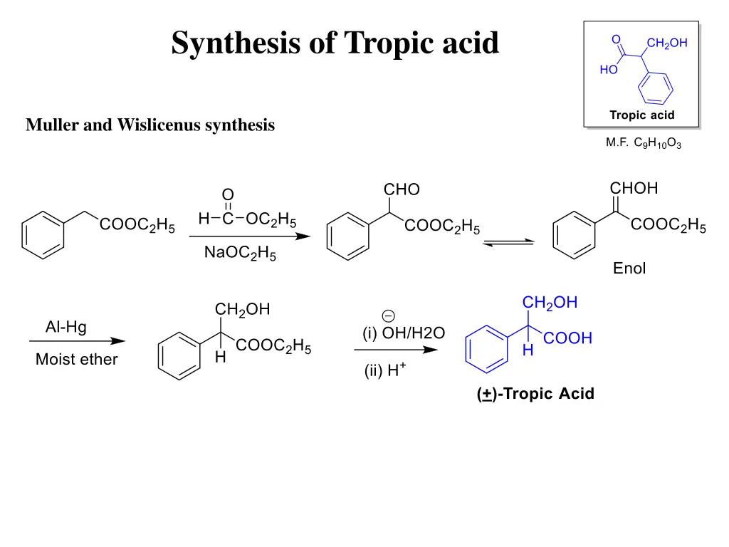 synthesis of tropic acid