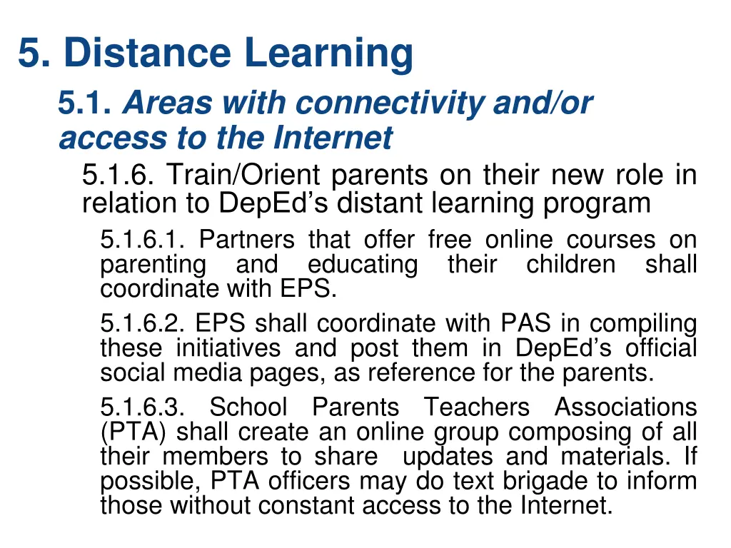 5 distance learning 5 1 areas with connectivity 1