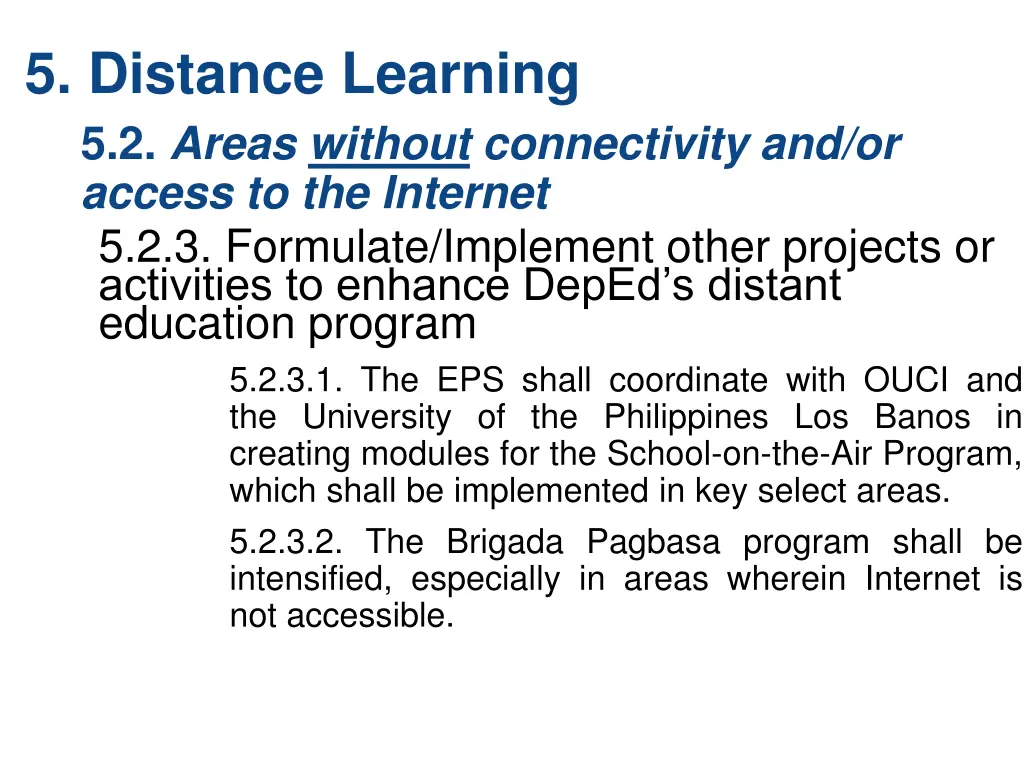 5 distance learning 5 2 areas without 1