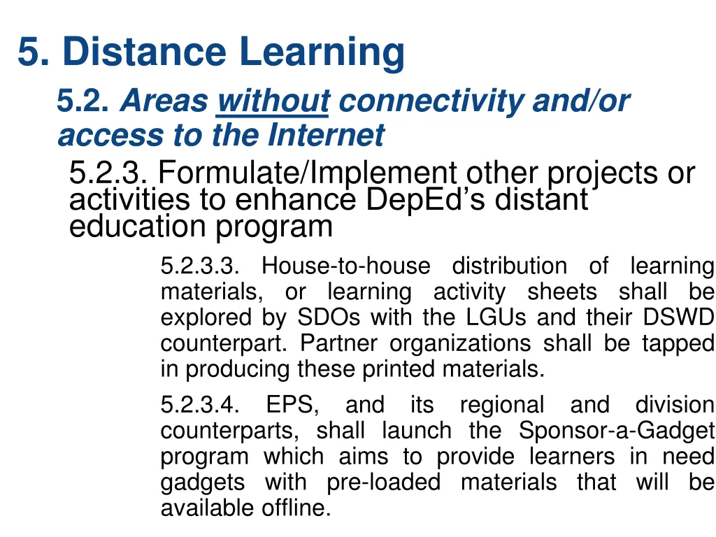 5 distance learning 5 2 areas without 2