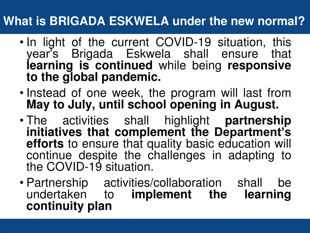 what is brigada eskwela under the new normal