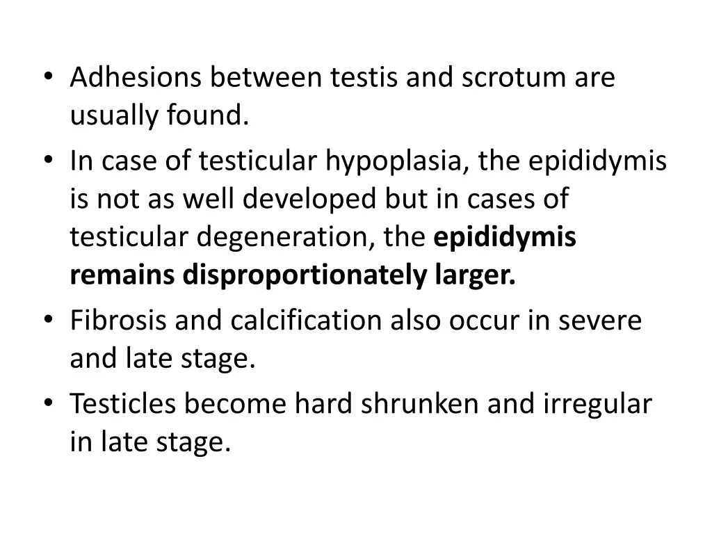 adhesions between testis and scrotum are usually