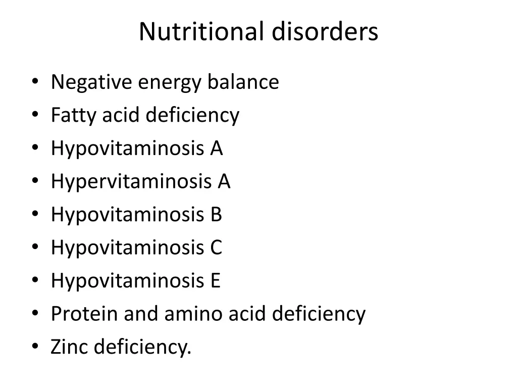 nutritional disorders