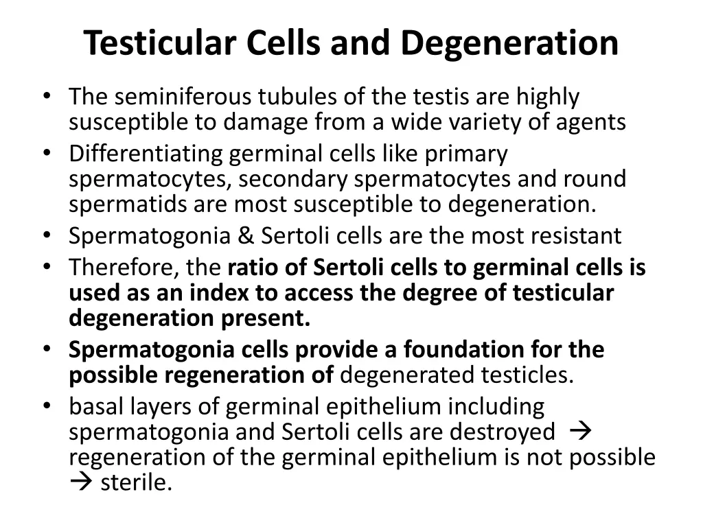 testicular cells and degeneration