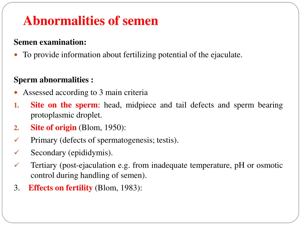 abnormalities of semen