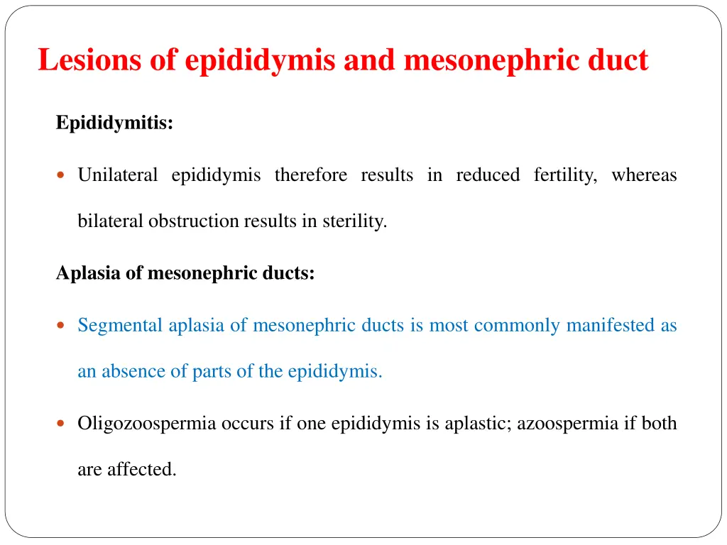 lesions of epididymis and mesonephric duct