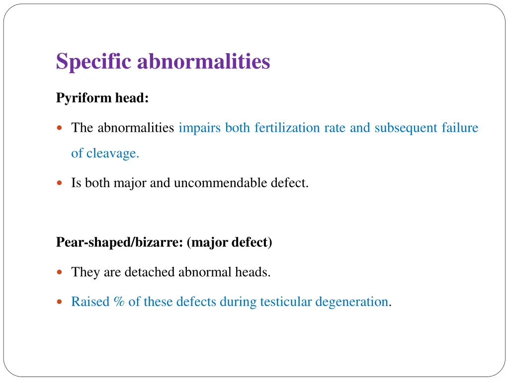 specific abnormalities