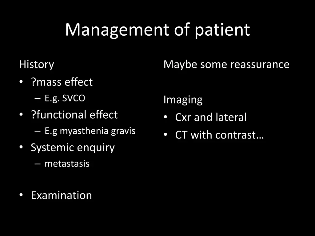 management of patient