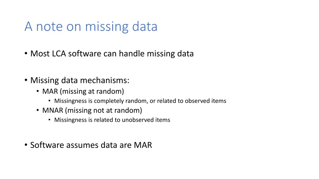 a note on missing data