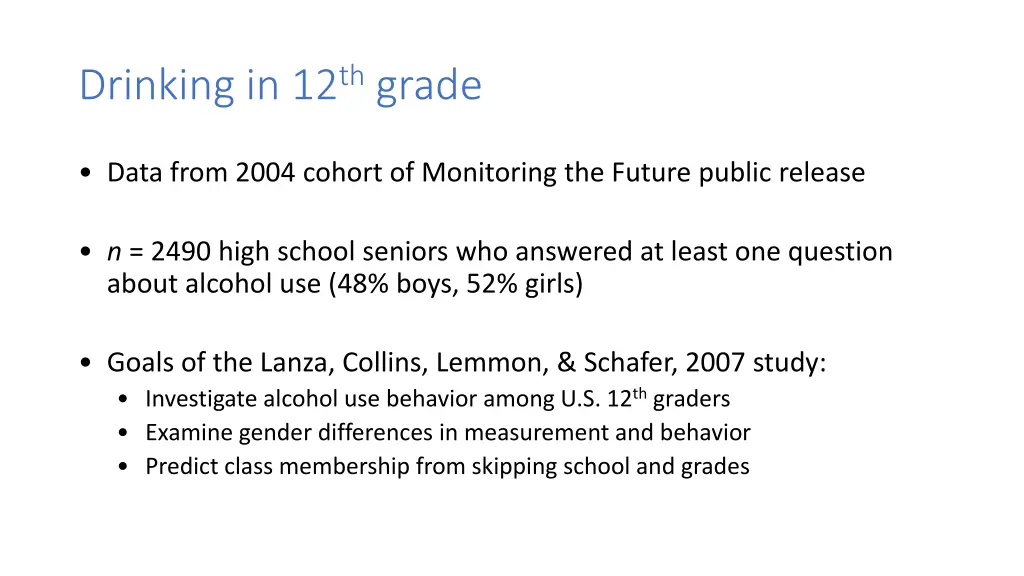 drinking in 12 th grade