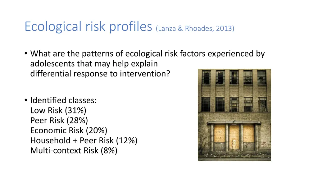 ecological risk profiles lanza rhoades 2013