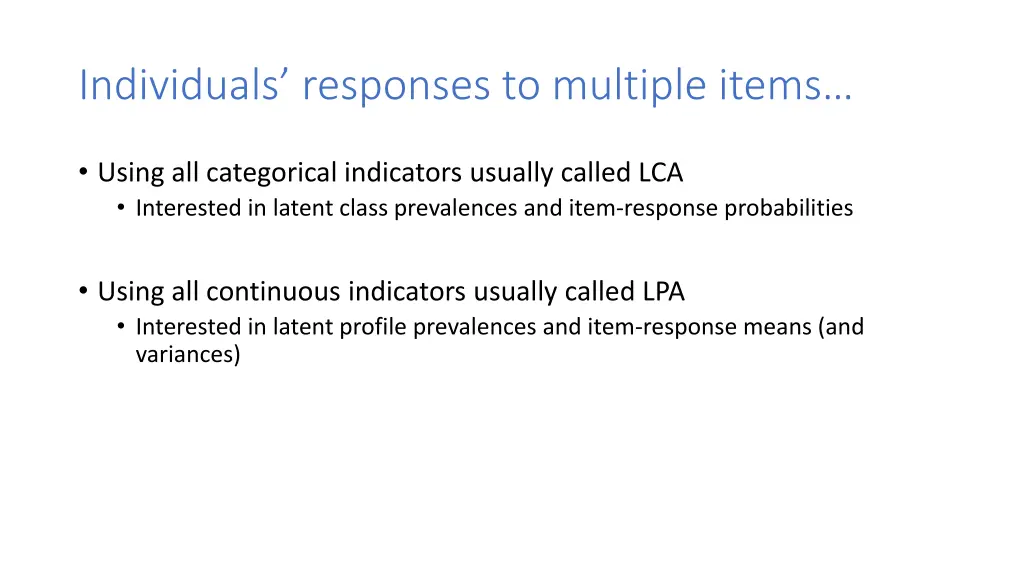 individuals responses to multiple items