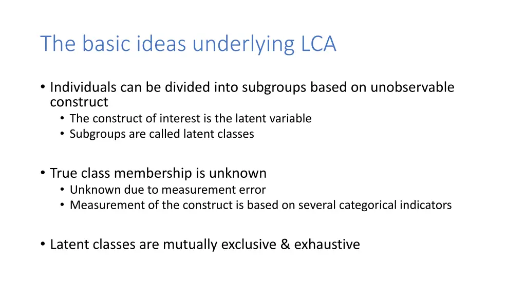 the basic ideas underlying lca