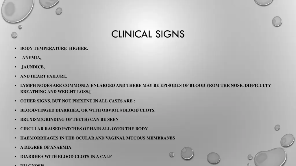 clinical signs