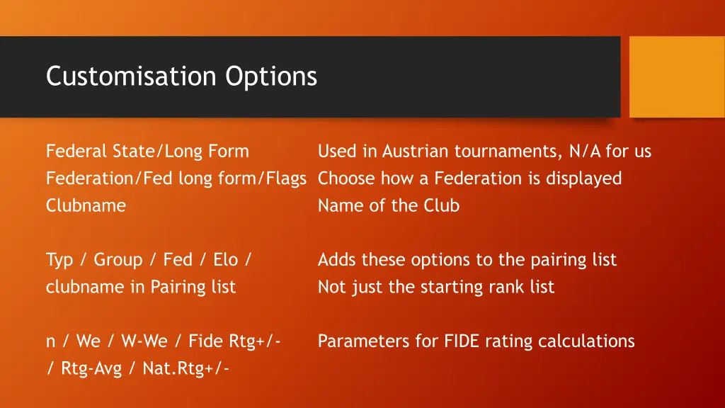 customisation options 1