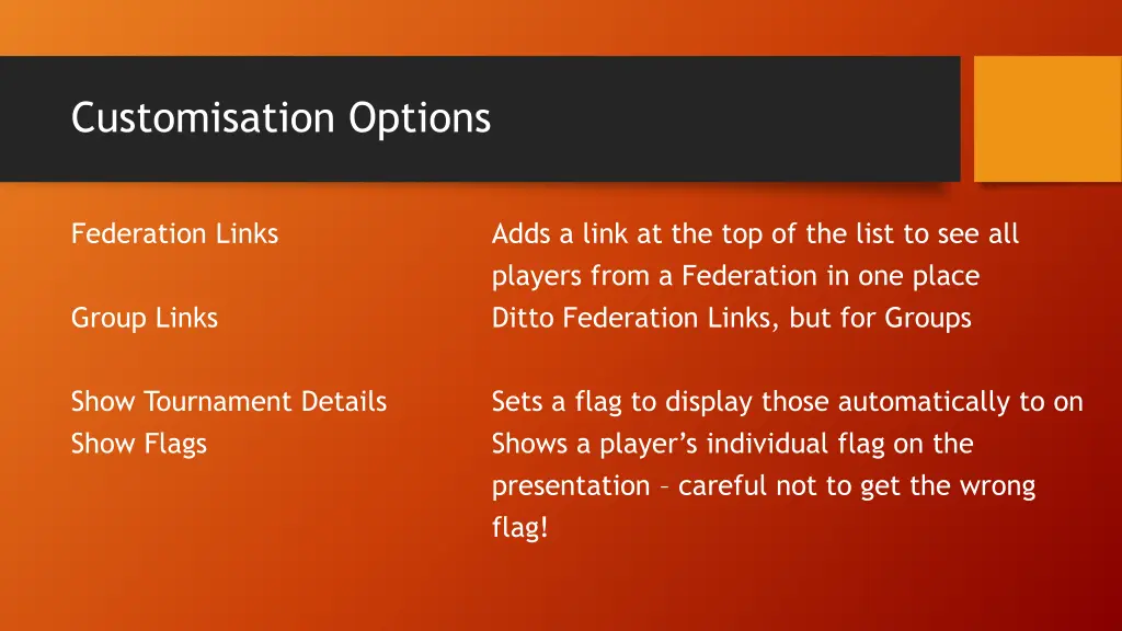 customisation options 2