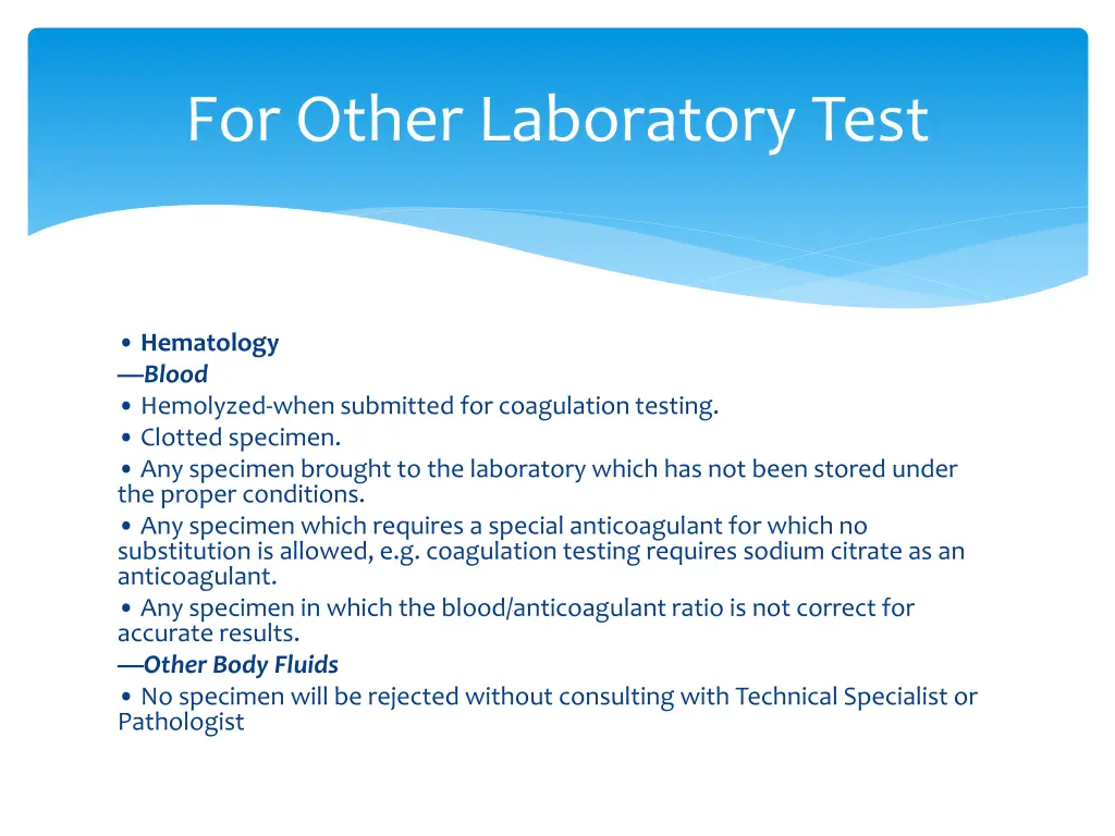 for other laboratory test 1