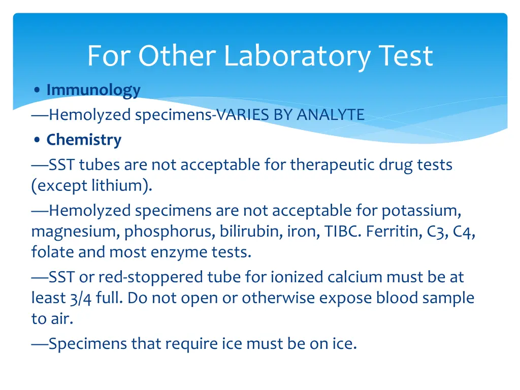 for other laboratory test