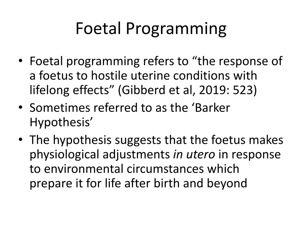 foetal programming