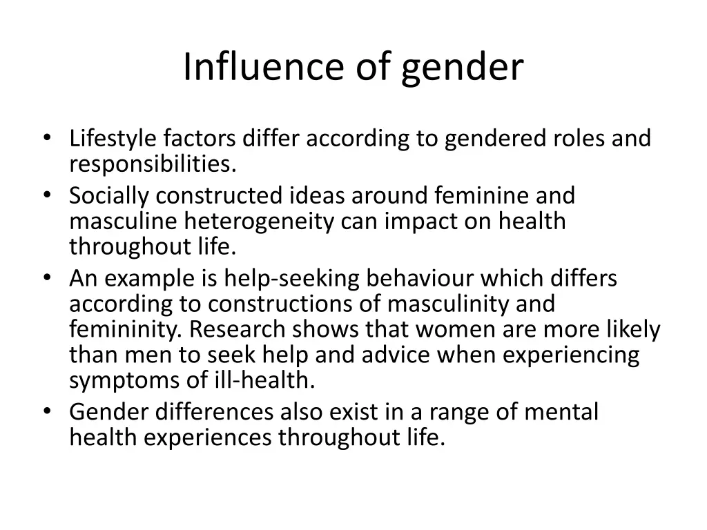 influence of gender