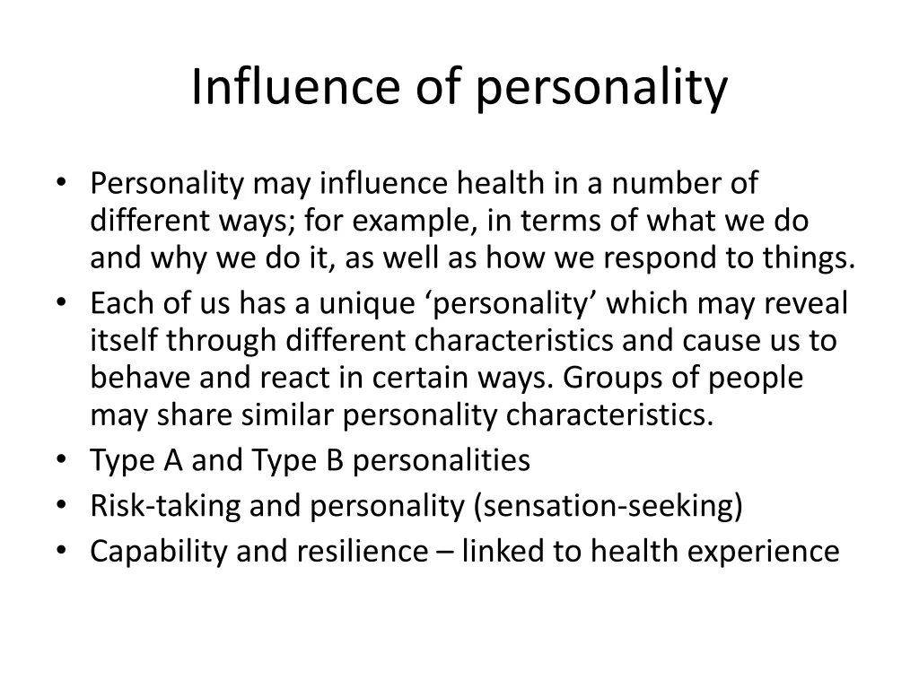 influence of personality