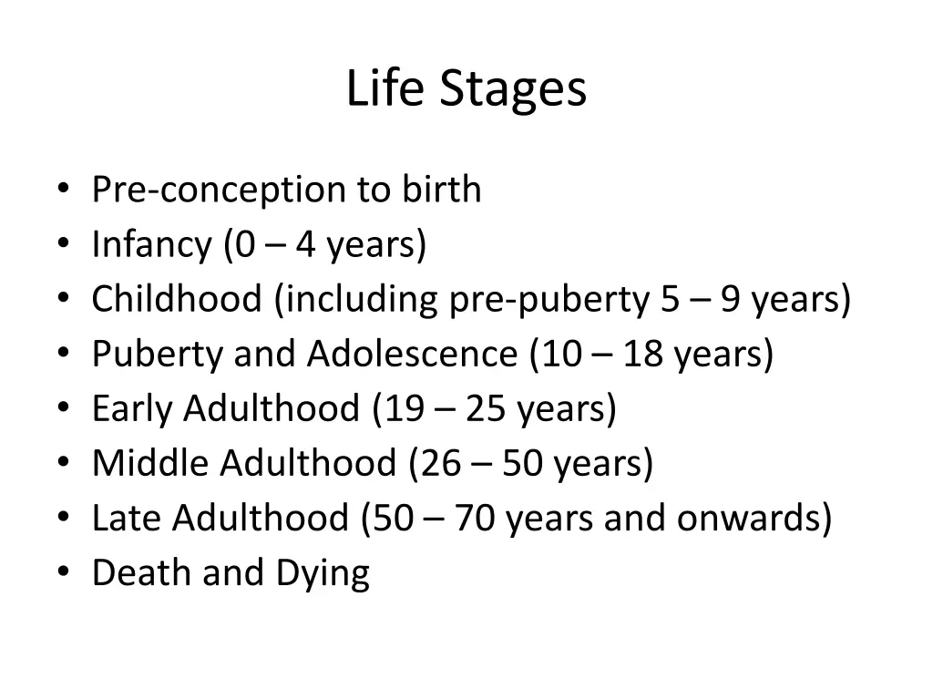 life stages