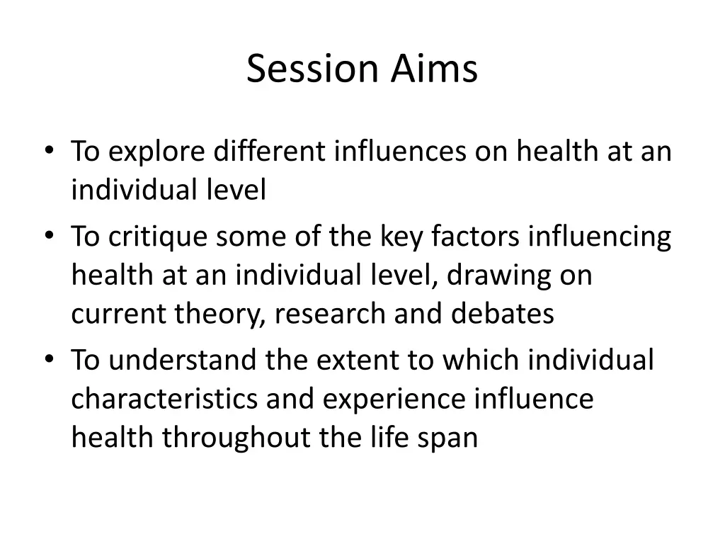 session aims