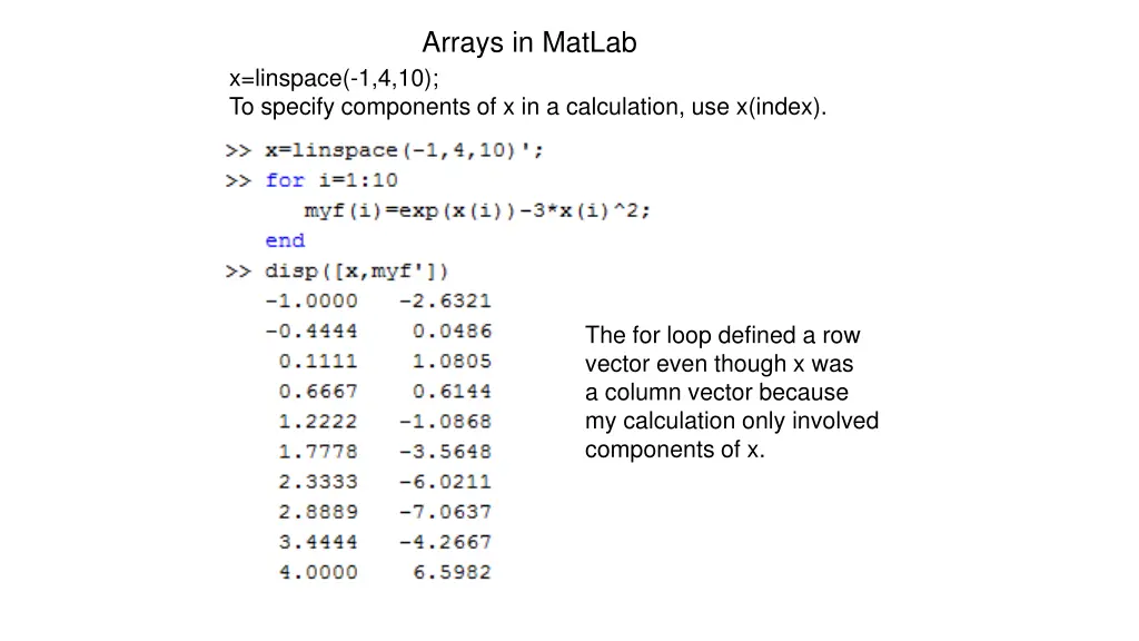 arrays in matlab 1