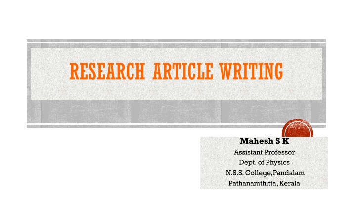 research article writing