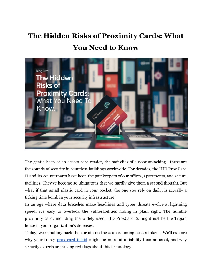 the hidden risks of proximity cards what