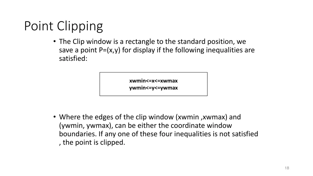 point clipping the clip window is a rectangle