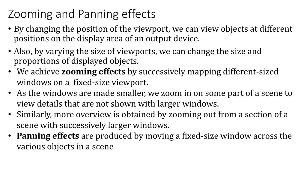 zooming and panning effects by changing