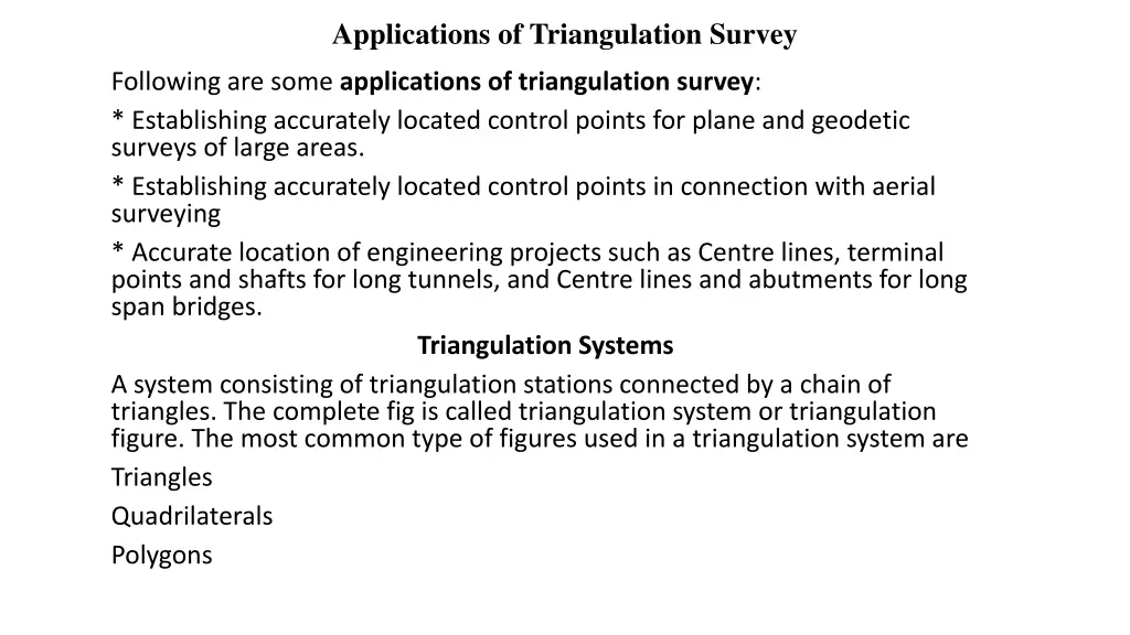 applications of triangulation survey