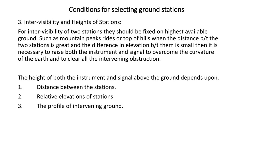 conditions for selecting ground stations 1