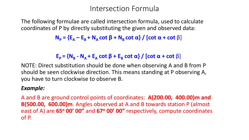 intersection formula