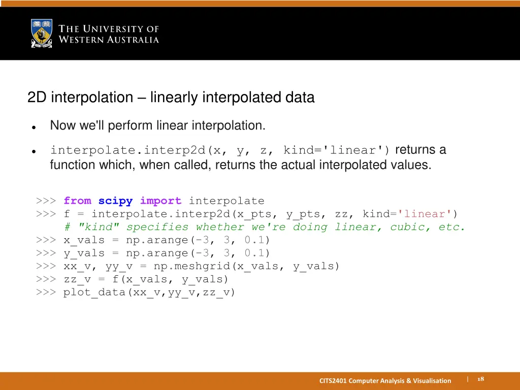 2d interpolation linearly interpolated data