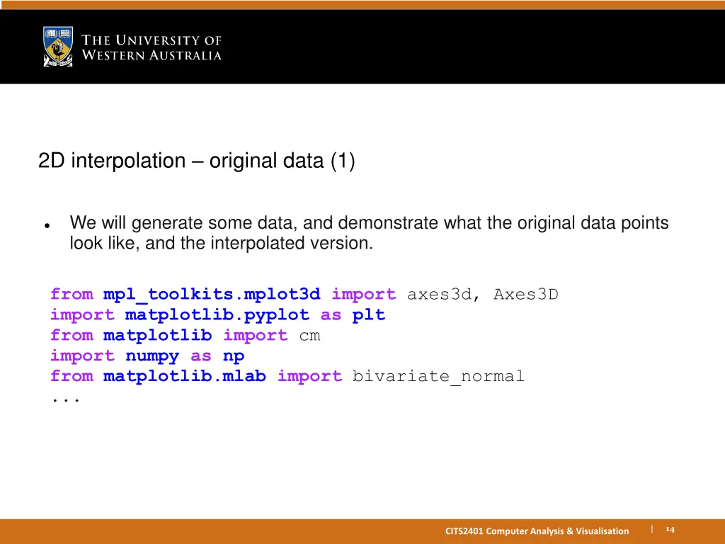 2d interpolation original data 1